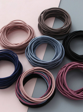 极速100Pcse Thin Black Colorful Nylon Elastic Hair Bands tai