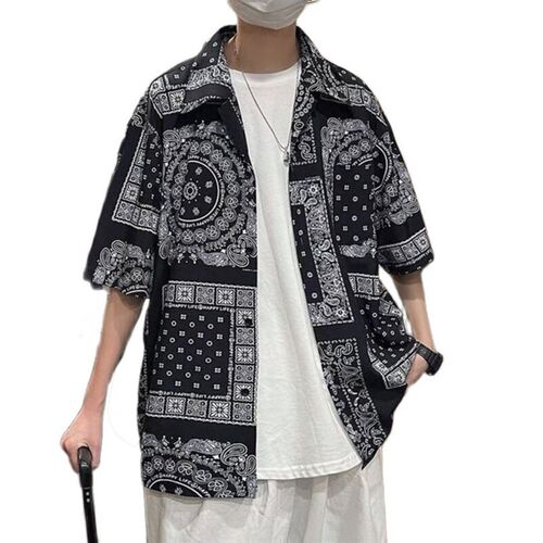 极速Bandana Shirt Men Women Streetwear SKhirt Paisley Shirts