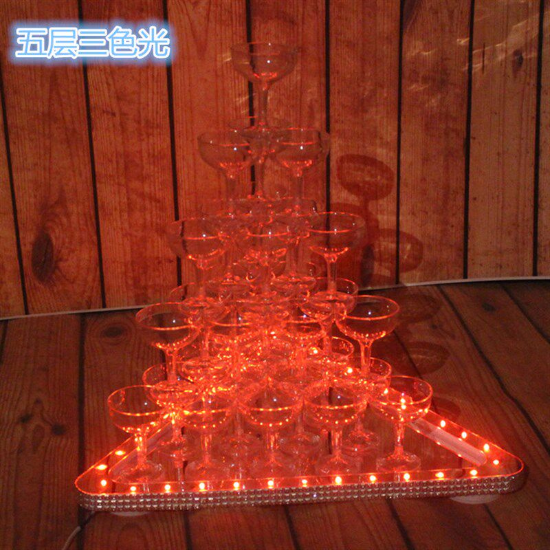 极速婚庆发光香h槟塔三角镶钻香槟塔发光香槟塔婚庆五层香槟塔烛