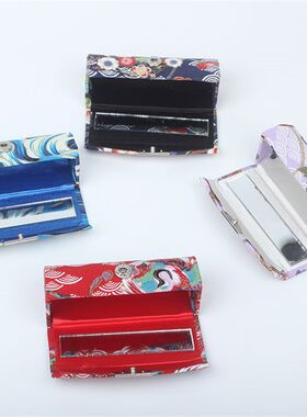 极速田园风花藤小碎n花单只口红盒日式金粉海水花布首饰盒带镜子