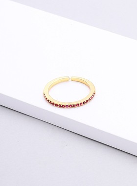 极速时尚简约ins风开q口戒指女单排圈铜微镶锆石戒指手饰首饰配饰