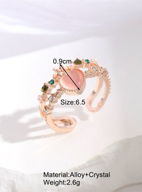 极速Love Pink Diamond Ring rings women食指戒指环爱.心粉钻戒