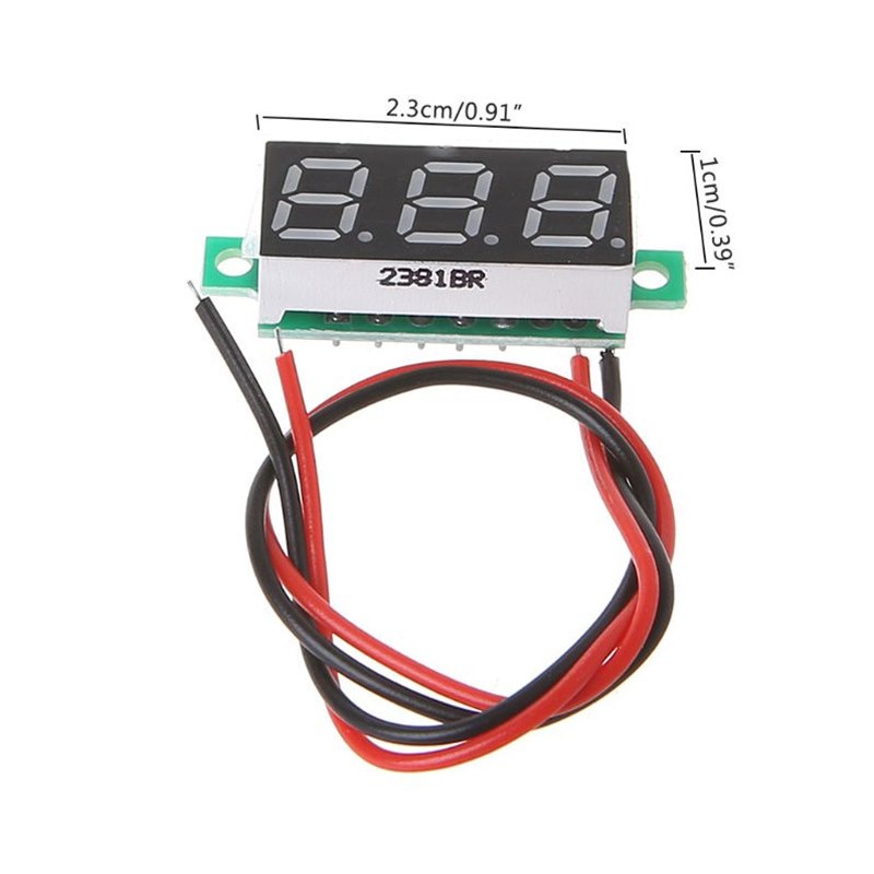 极速0.28寸超小数字直流电压表头 数显 E可调 三线DC0-100V 电瓶