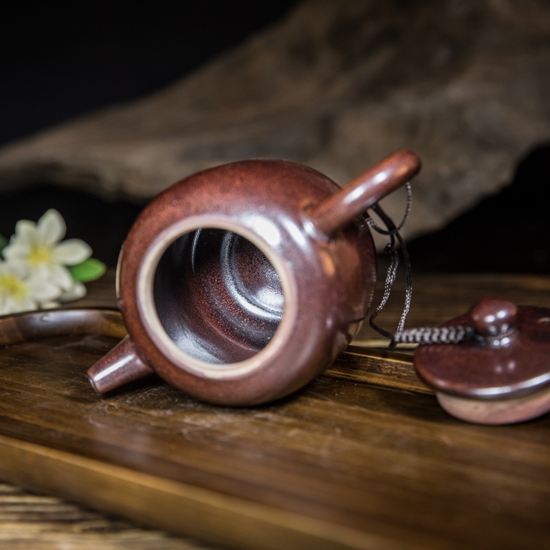 极速柴烧柿红建阳建盏壶断水壶铁锈巨轮壶原矿釉泡U茶冰裂乌金泡