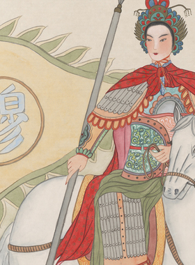 新品杨门女将卷轴画穆桂英画像挂画穆金花M挂帅古代巾帼英雄装饰
