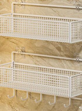 白色墙上免打孔卫生间浴室置物架壁挂式厕所洗漱台收纳架挂架家用