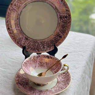 德国中古 走狮标百年老杯巴伐利亚粉釉金蕾丝鎏金咖啡杯碟下午茶