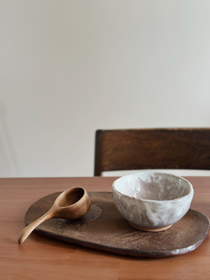 日本中古作家器   老萩烧紫萩茶碗 绝美流釉手作抹茶碗主人杯水果