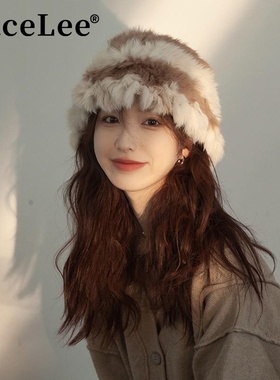 FaceLee日本设计师联名款绒兔毛帽子女冬季保暖毛线帽针织帽