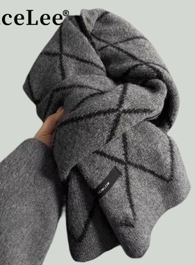 FaceLee日本设计师联名款灰色高级感围巾2025新款女冬季御寒韩系