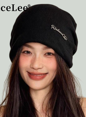 FaceLee日本设计师联名款冷帽设计感金属标女士韩系百搭宽松保暖