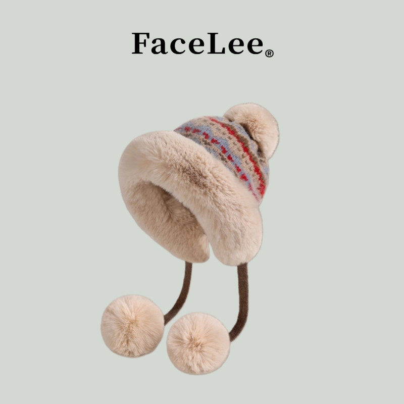 FaceLee日本设计师联名款帽子女2025秋冬季新款可爱甜美加绒毛绒