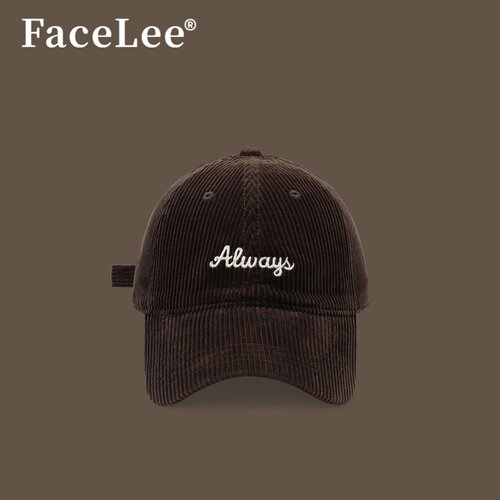 FaceLee日本设计师联名款灯芯绒鸭舌帽2026新款秋冬咖啡色棒球帽