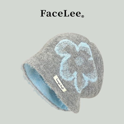 FaceLee日本设计师联名款韩系ins个性显脸小花朵包头帽子女秋冬保