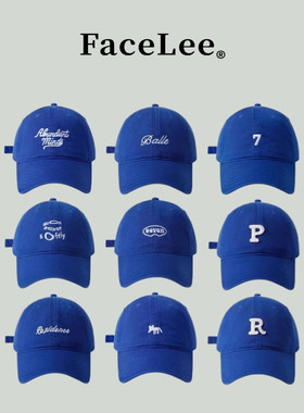 FaceLee日本设计师联名款蓝色鸭舌帽女2025秋季新款克莱因蓝大头