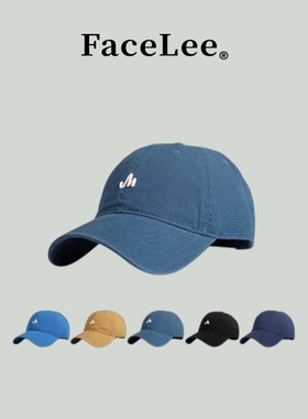 FaceLee日本设计师联名款蓝色显白潮牌大脸显脸小帽子棒球帽男士
