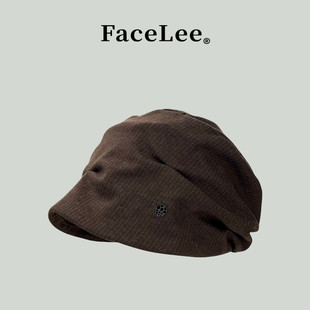FaceLee日本设计师联名款定制褶皱剪裁冷帽日系堆感包头帽子秋冬