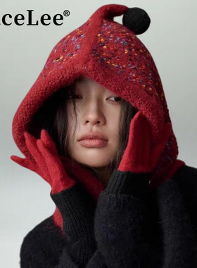 FaceLee日本设计师联名款巴拉克拉法帽子女款2025新款冬季韩系彩