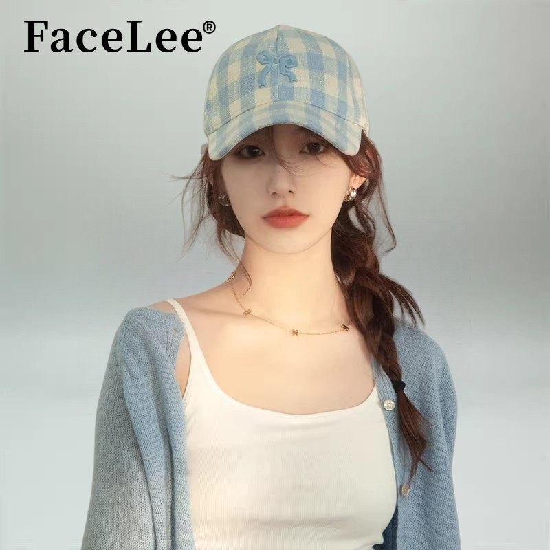 FaceLee日本设计师联名款格子蝴蝶结刺绣棒球帽女韩版粉色大头围,服饰配件/皮带/帽子/围巾,手帕,淘宝优惠券,粉丝福利购,淘宝优惠卷
