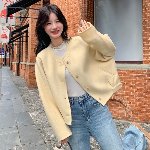 新款现货！秋冬羊毛夹克短外套羊绒大衣D902-P270K358