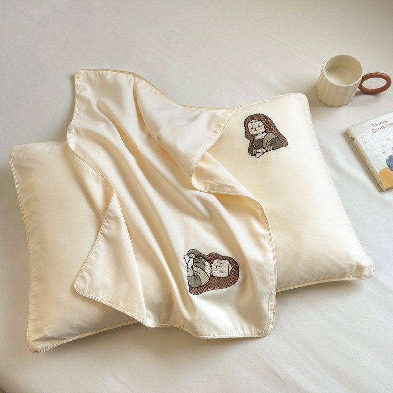 100S纯棉磨毛枕套世界名画蒙娜丽莎插画刺绣系列儿童枕头乳胶枕套,床上用品,枕套,淘宝优惠券,粉丝福利购,淘宝优惠卷