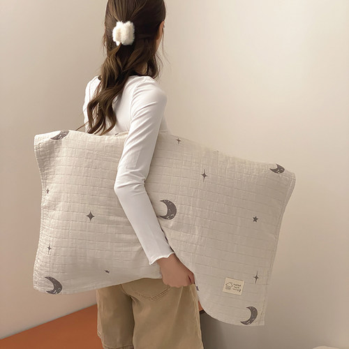 安懒懒 宅寂风日系纯棉纱布枕巾全棉色织提花简约ins轻奢52x75cm