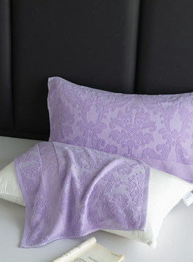 安懒懒 老式枕巾提花毛巾款纯棉毛圈全棉一对家用柔软毛巾50x80cm