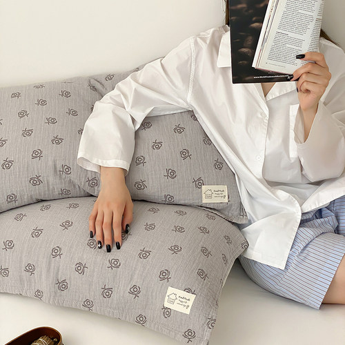 安懒懒 宅寂风日系纯棉纱布枕巾全棉色织提花简约ins轻奢52x75cm