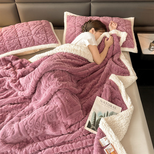 安懒懒 A类塔芙绒毛毯被套两用毯子办公居家披肩毯盖毯英伦雕花风