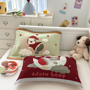 安懒懒 A类婴幼儿全棉纱布枕巾小号枕头巾纯棉垫巾柔软亲40x60cm