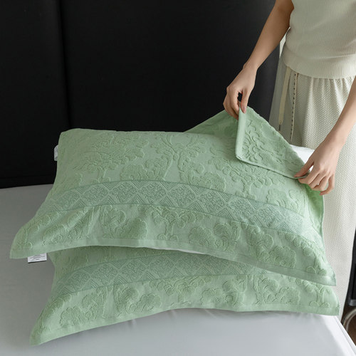 安懒懒老式枕巾提花毛巾款