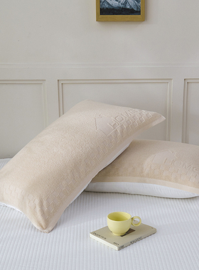 安懒懒 老式全棉纯棉毛圈枕巾一对装柔软透气枕头盖巾52*78cm285g