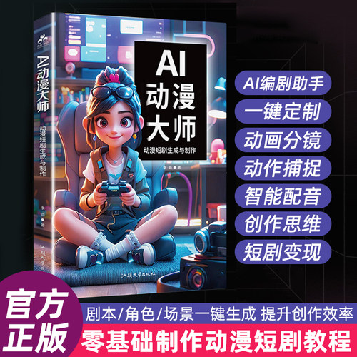 AI动漫大师：动漫短剧生成与制作 AI动漫短剧自媒体视频制作入门指南 零基础入门学习AI快速生成短剧剧本和对白灵感手册实用书籍