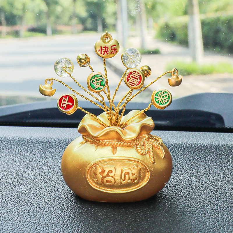 创意招财钱袋汽车摆件车载装饰摆件汽车用品中控台组合装饰新搭配,汽车用品/电子/清洗/改装,摆件,淘宝优惠券,粉丝福利购,淘宝优惠卷