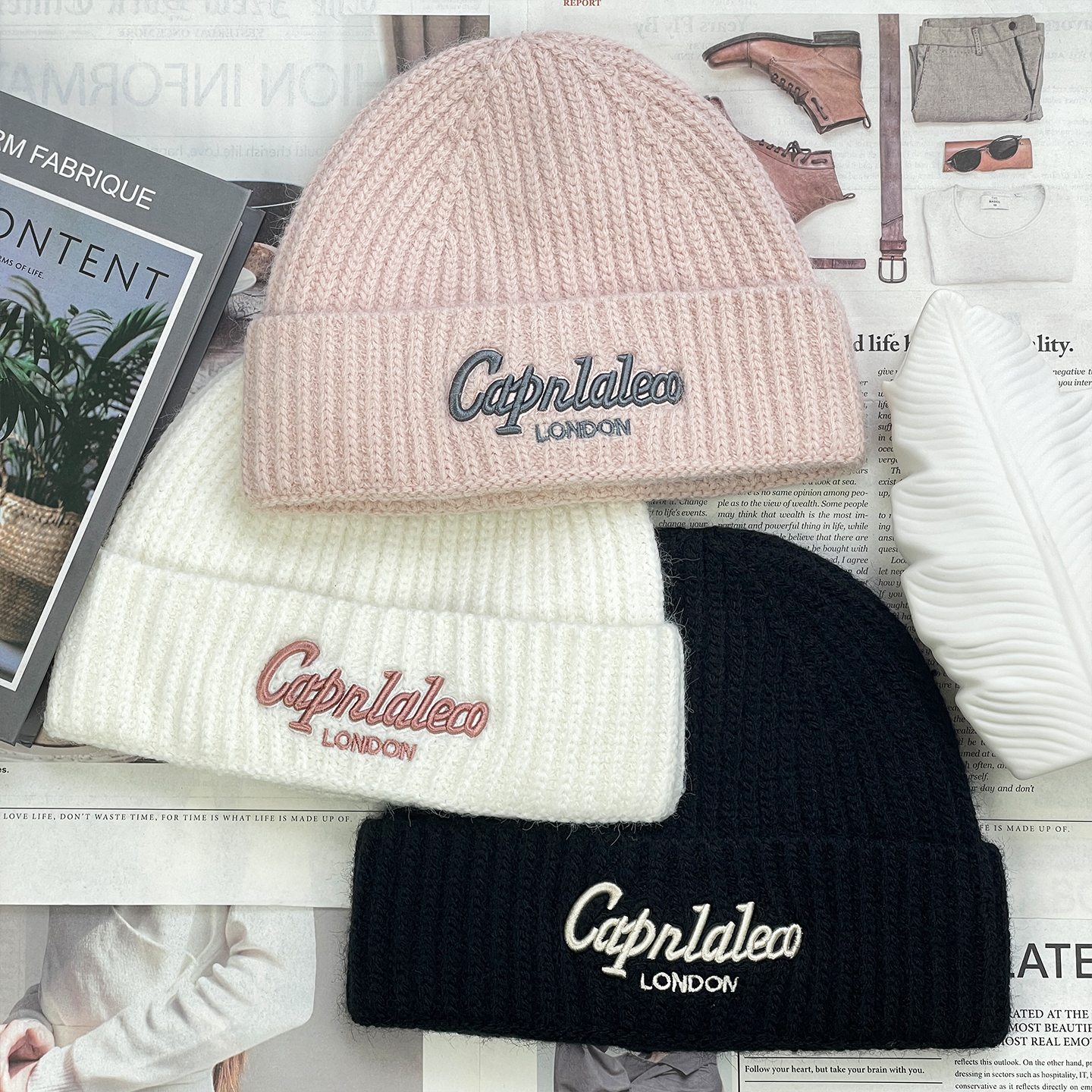 2025新款刺绣字母帽子女秋冬季情侣冷帽韩版百搭保暖显脸小套头帽