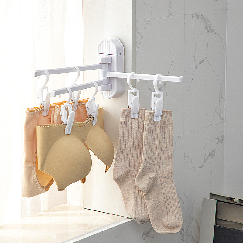 吸盘袜子晾晒架家用壁挂阳台内衣内裤晾衣架衣柜折叠多夹子晾袜架