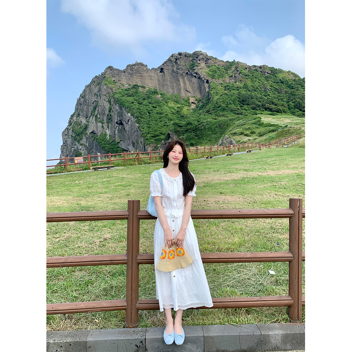 JeJuna炸鸡欧尼花边上衣半裙