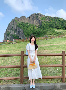 JeJuna炸鸡欧尼 松子百合 纯棉白色花边温柔上衣半裙韩系气质套装