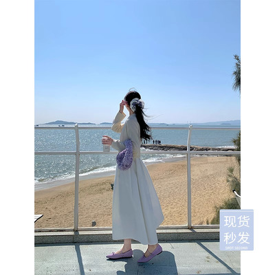 JeJuna炸鸡欧尼白色背心伞裙