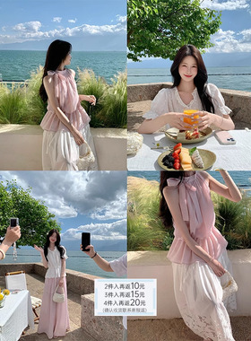 JeJuna炸鸡欧尼 草莓奶昔 2色少女心韩系四件套衬衫上衣半裙长裤