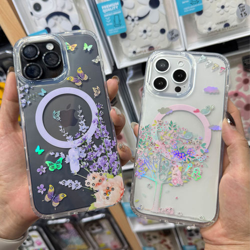 【MOBEST】正品16Pro手机壳适用苹果15promax磁吸花朵全包防摔保护套新款iPhone14/13pm时尚女款高级感透明壳