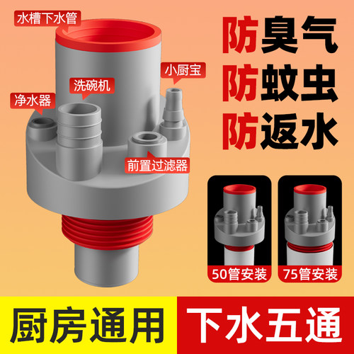厨房集成下水接头防虫防臭