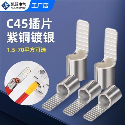 C45空气开关插针插片冷压接线端子铜鼻子线耳接电线连接器100只