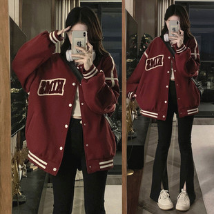 棒球服外套女2024春秋新款韩版宽松大码胖mm百搭学生开衫夹克上衣