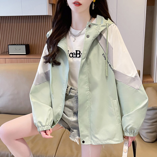 春秋新款学生外套女韩版宽松拼色连帽棒球服休闲百搭情侣款风衣潮
