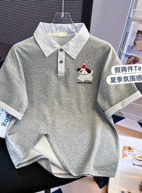 POLO领短袖T恤少女夏装2026新款初中高中学生学院风卡通减龄上衣