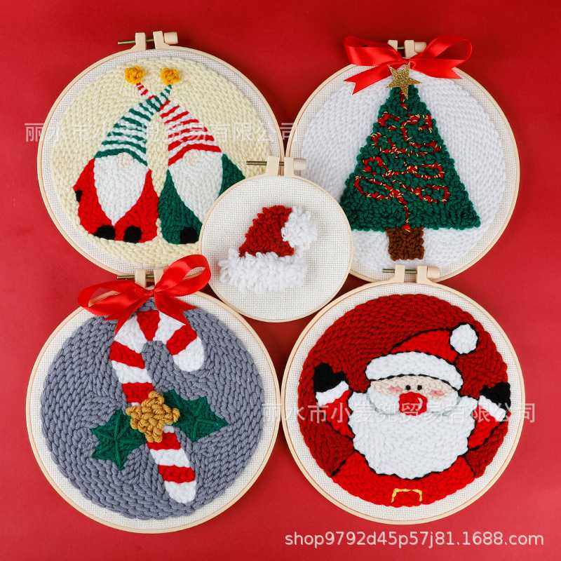 新款直销直供毛线戳戳绣材料包圣诞款系列儿童手工DIY套件戳绣戳,居家布艺,戳戳绣,淘宝优惠券,粉丝福利购,淘宝优惠卷