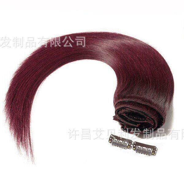 新款直销99J真人发8件套Straight Clip In Hair Extensions直条接