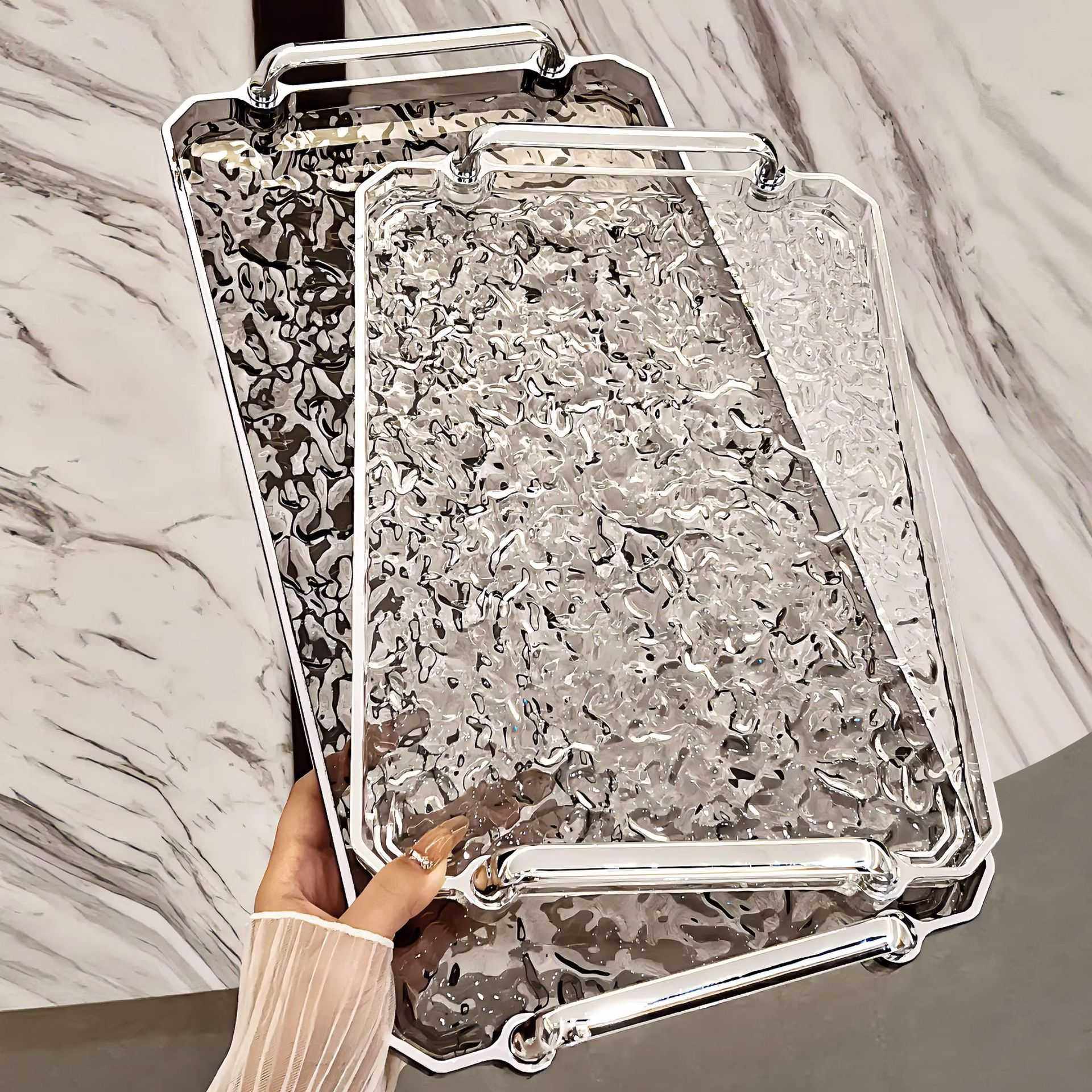 新款直销茶盘轻奢高档2023新款杯子水杯长方形托盘家用透明美容院,餐饮具,餐用托盘,淘宝优惠券,粉丝福利购,淘宝优惠卷