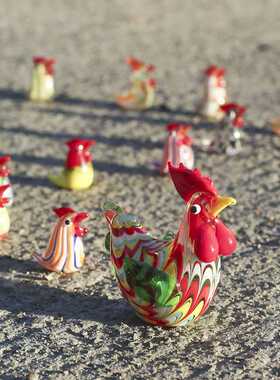 新款直销日式玻璃夏日物语小鸡手作乐队可爱纯手工玻璃动物摆件8